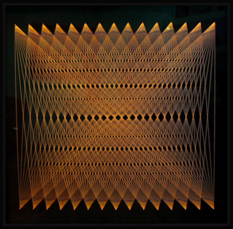 Bruce Stilwell- "Gold Diamonds", Pinned Fibres on Velvet Board, Framed, 500 x 500mm, SOLD