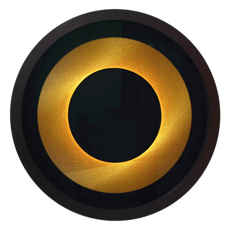 Bruce Stilwell, "Gold Halo", ​Pinned Fibres on Velvet Board, Framed, 650mm Diameter, 2023