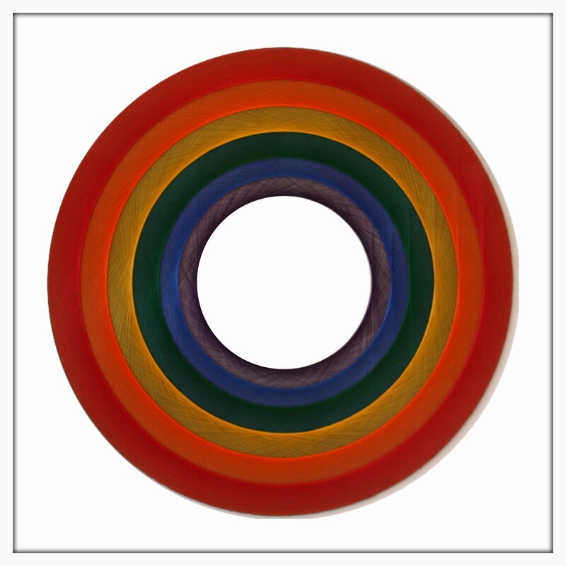 Bruce Stilwell,"Rainbow", Pinned Fibres on Velvet Board, Framed, 765 x 765mm, 2019