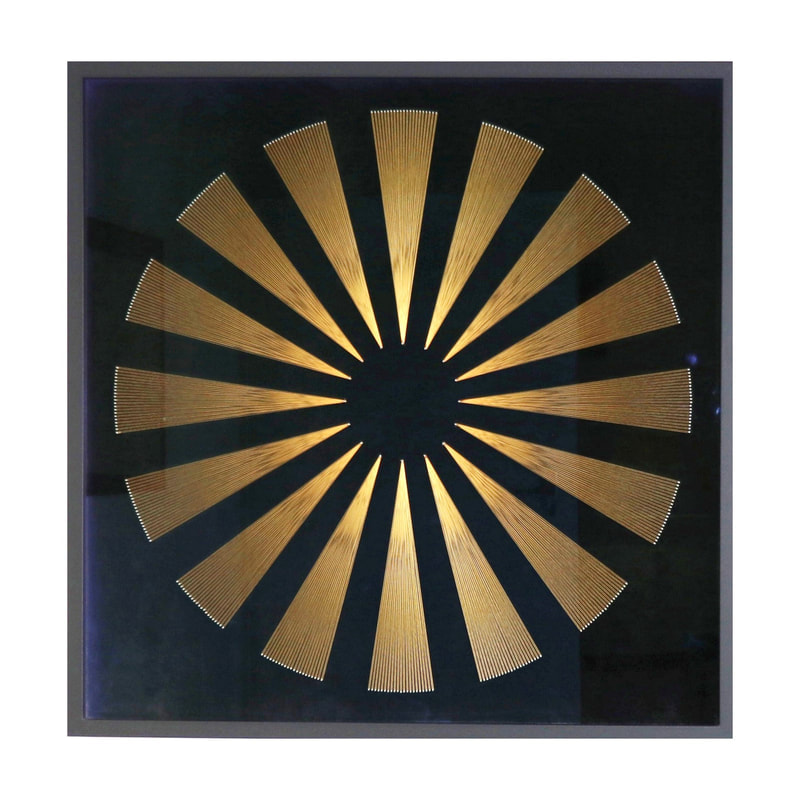 Bruce Stilwell, "Rays", Pinned Fibres on Velvet Board, Framed. 780 x 780mm