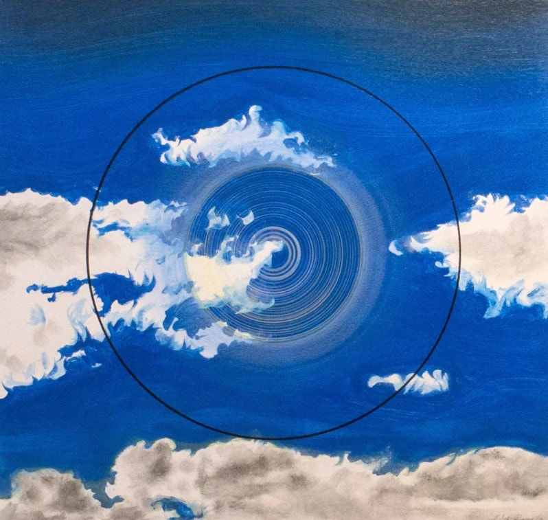 Che Rogers- "Middle Cloud", Acrylic on Board, 600 x 600mm, 2018, SOLD