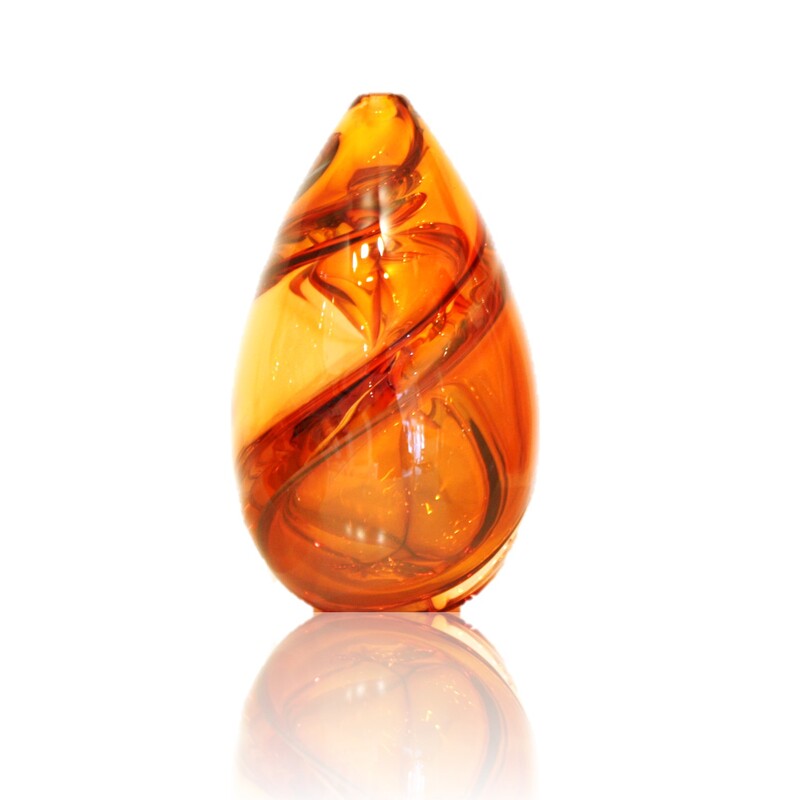 Chris Jones- "Harlequin- Gold/Orange", Hand Blown Glass, 17-18cm tall