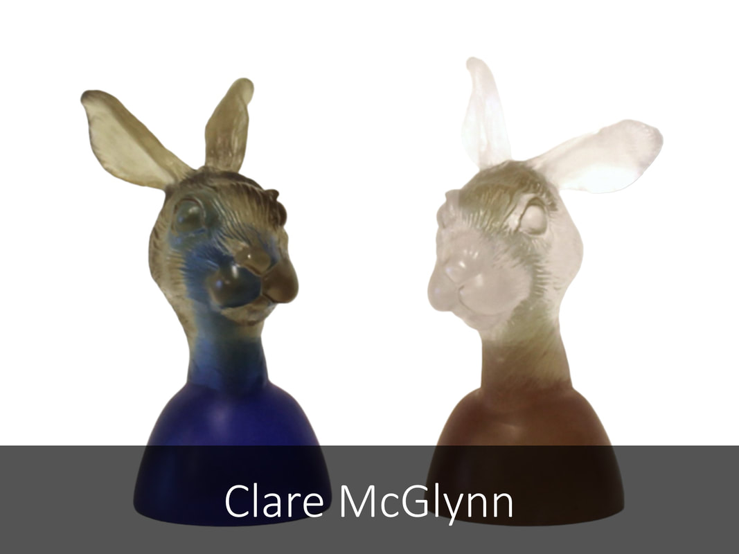 Buy Clare McGlynn Glass Art at Black Door Gallery, Glass Art by Clare McGlynn, Rabbits in GlassPicture