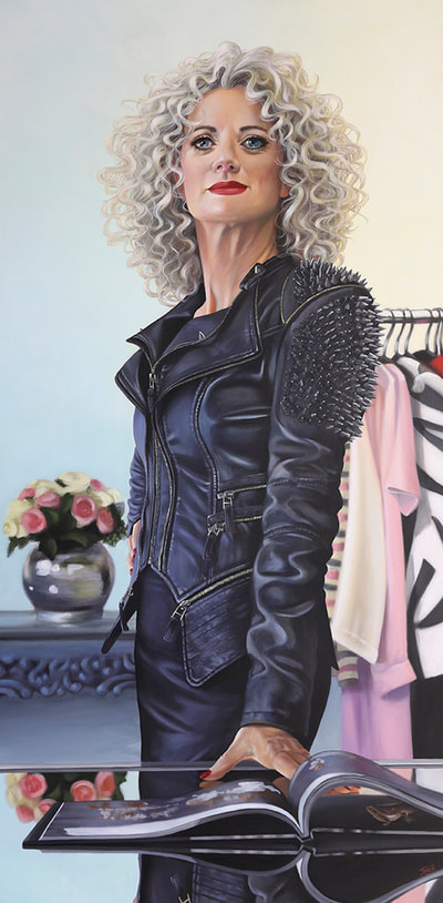 Ingrid Boot, "Portrait of Dame Trelise Cooper", Acrylic on Canvas, 760 x 1500mm, 2015, SOLD
