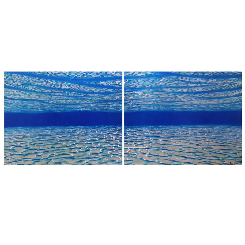 "H20 (Diptych)", Mussini Resin Oil on Aluminum, Two Panels each 900 x 1150mm, Total 900 x 2300mm, 2022, SOLD