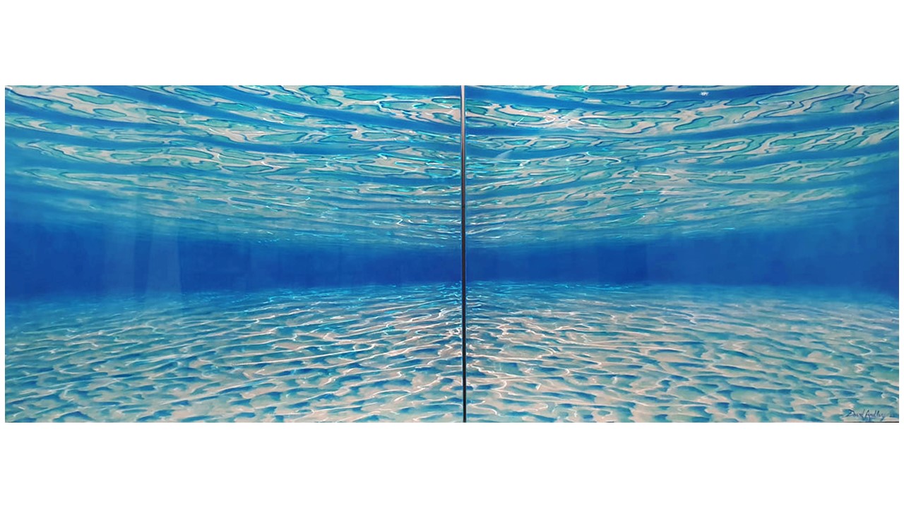 David Ardley- "Underwater Expanse," Mussini Resin Oil on Aluminum, 900 x 2350mm, 2022