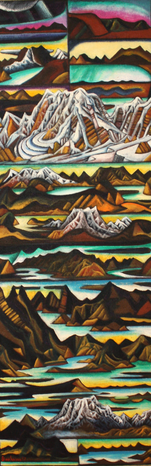 Dean Buchanan, "Mount Cook", Oil on Hessian, 2000 x 680mm, 2017