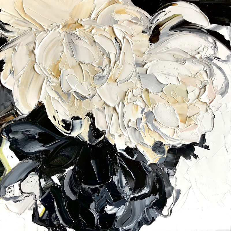 Diana Peel, "Black and White Series- No. 1", Oil on Canvas, 450 x 450mm, 2020, SOLD