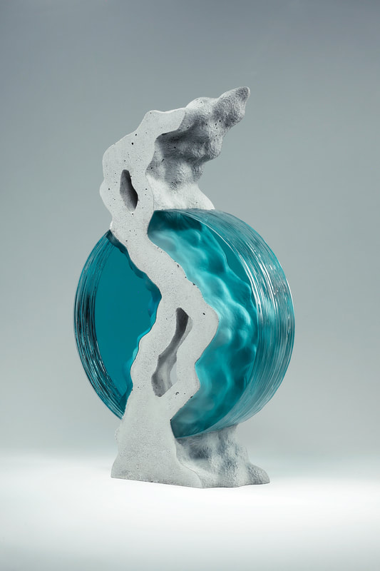 Ben Young- Divided World, Float Glass and Cast Concrete, H 70 x W 40 x D 12cm