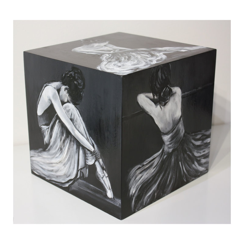 Neala Glass- "Emotion Cube", Acrylic on Board, 200 x 200 x 200mm, 5 original paintings, 2022