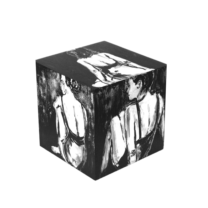 Neala Glass, "Emotion Cube II", Acrylic on Board, 200 x 200 x 200mm, 2020, SOLD