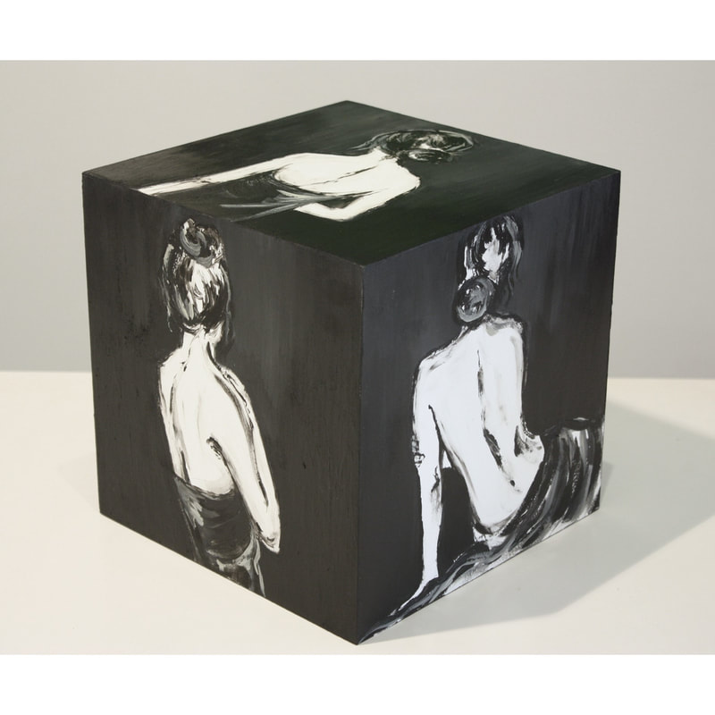 Neala Glass- "Emotion Cube V", Acrylic on Board, 200 x 200 x 200mm, 5 original paintings, 2021