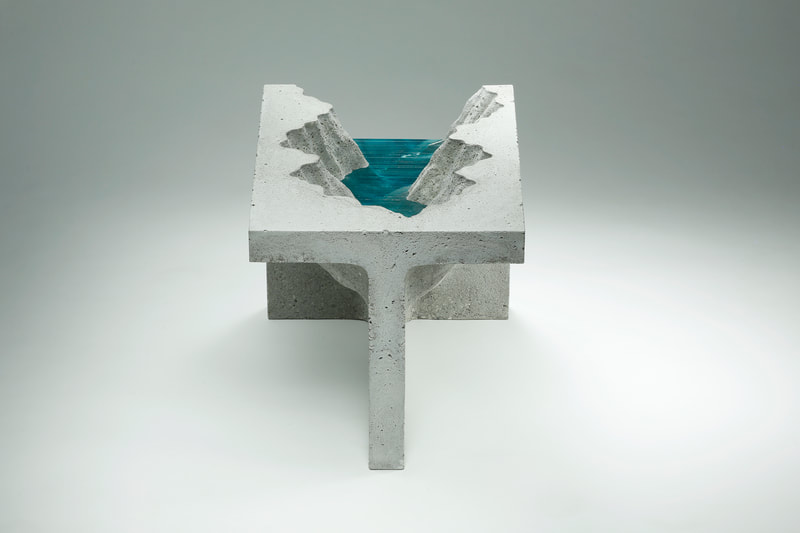 Ben Young, Engraved Earth, Laminated float glass & cast concrete, 300 H x 300 W x 400mm D, 2021