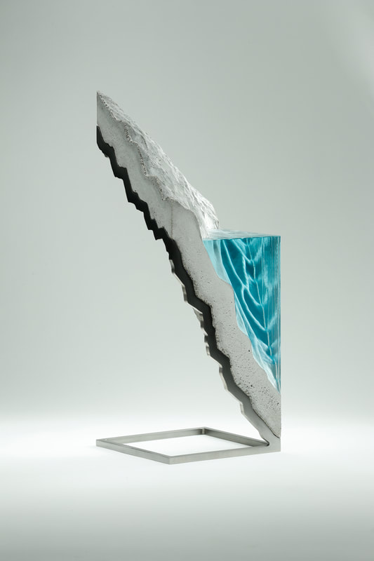 Ben Young, Equilibrium, Laminated float glass, cast concrete & stainless steel frame, 530 H x 200 W x 200mm D, 2021​