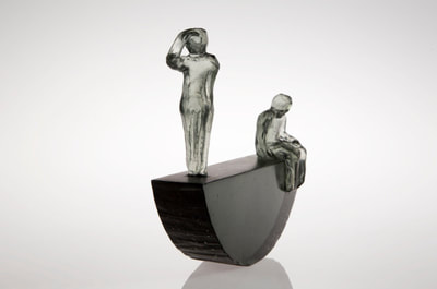 Sculpture by Di Tocker- "Navigator- Passenger Ship", Cast Glass, H 182 x W 207 x D 62mm