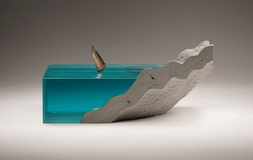 Ben Young, "Cast Off", Laminated float glass, cast concrete and bronze, W 450 x D 250 x H 210mm, SOLD
