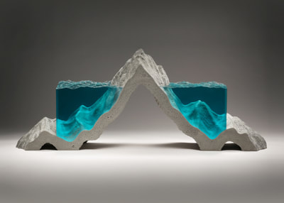 Ben Young, "The Divide", Laminated clear float glass and cast concrete, 930 x 375 x 165mm, SOLD