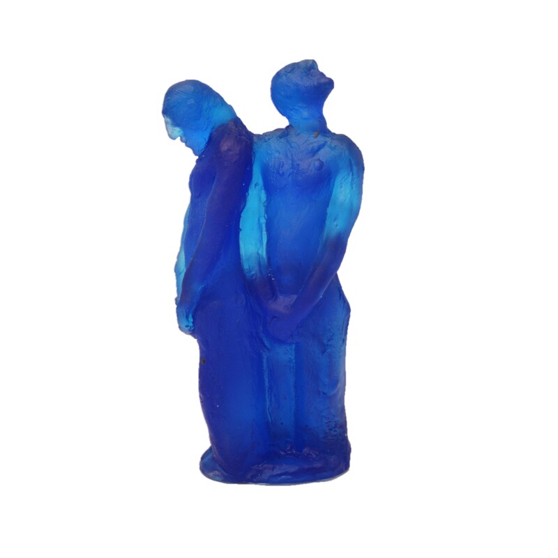 "Where Two Are- Cobalt ", Cast Glass, 220mm height, 2020