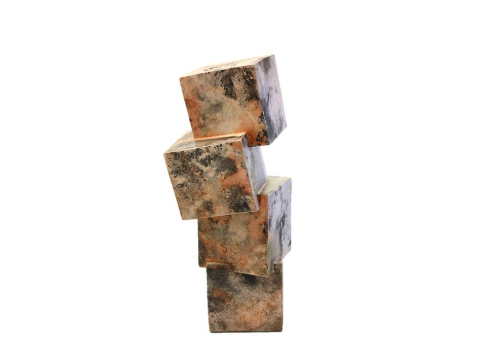 Graham Ambrose, "Building with Pyrite", 4 Ceramic Mitred Blocks, 530 height x 200 width x 200mm depth, 2020, SOLD