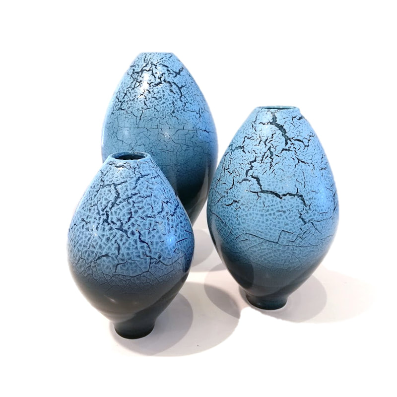 Graham Ambrose, "Wanaka Crackle Glaze Long Orbs", Hand Thrown Ceramics, 2020