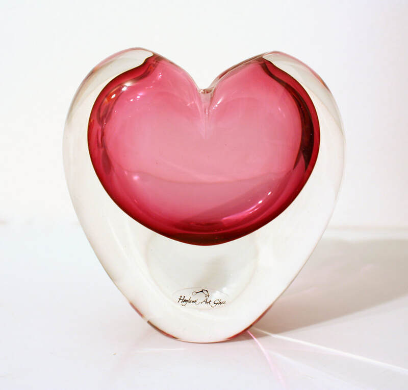 Hoglund Art Glass- "Heart Vase", Hand Blown Glass, 110mm height, 2021, SOLD