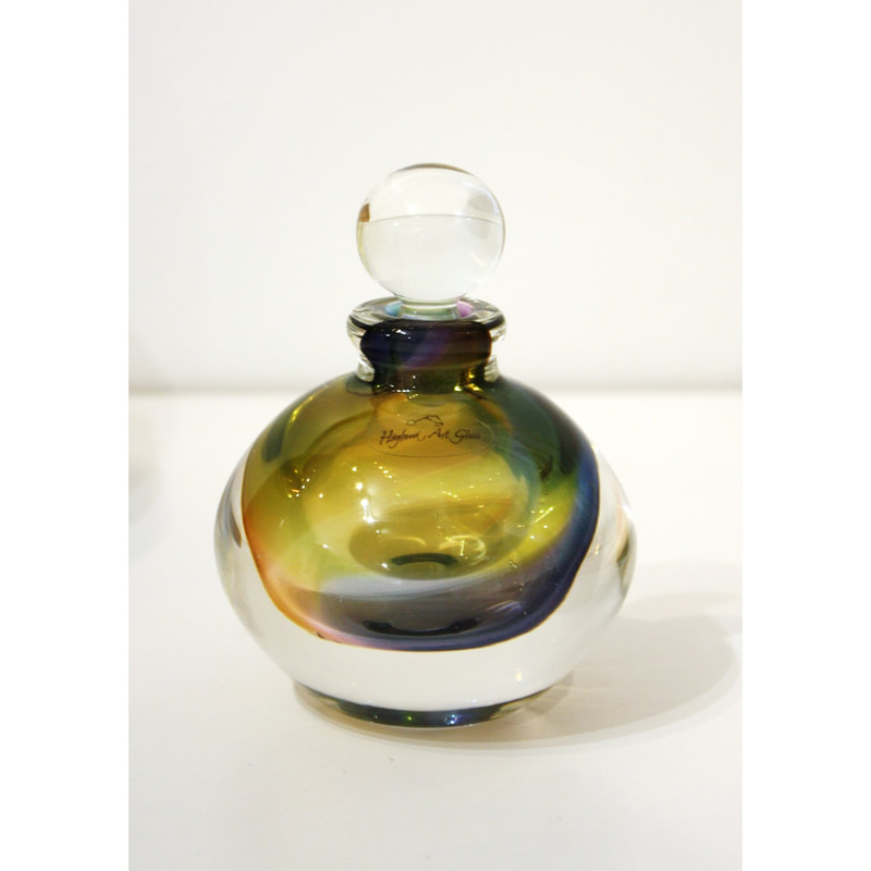 Höglund Art Glass, "Gold and Multi Coloured Perfume Bottle", Hand Blown Glass
110mm tall, 2022
