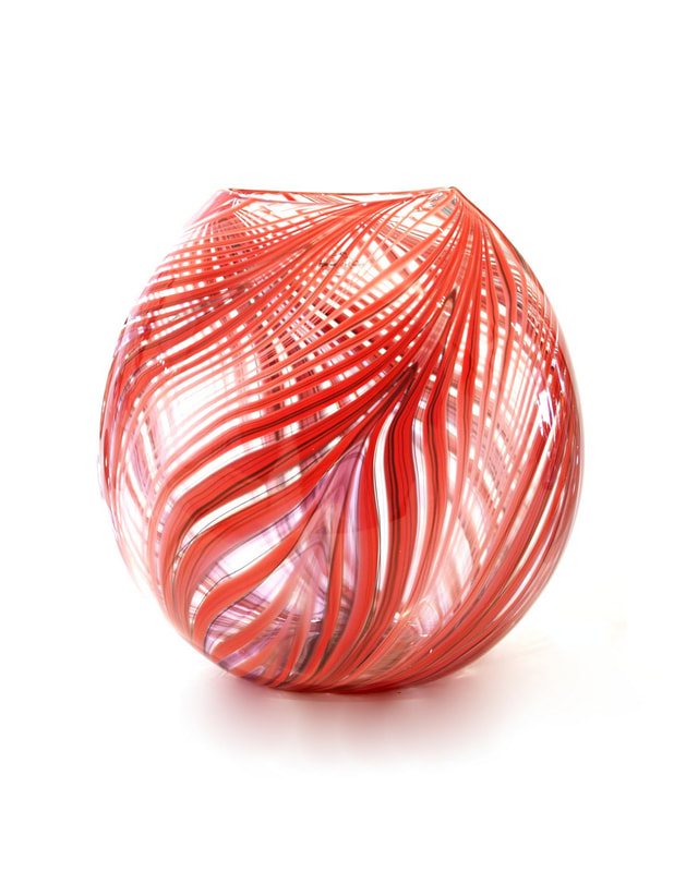 Hoglund Art Glass, "Quill Vase- Feather Red", Hand Blown Glass, 2020, 22cm height, SOLD