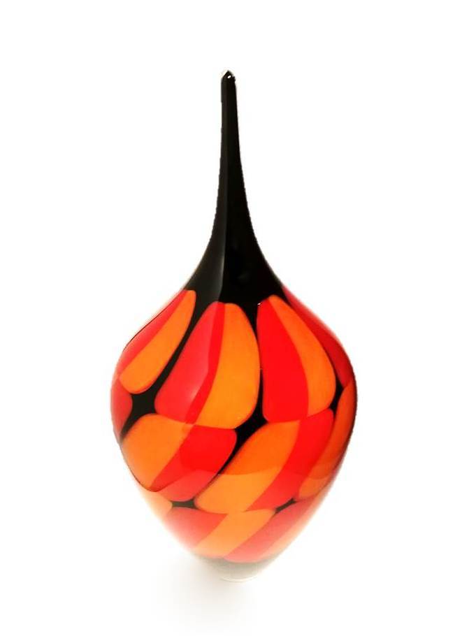 Hoglund Art Glass- "Quilt Long Neck Vase", Hand Blown Glass, 500mm Height x 230mm Diameter, 2018