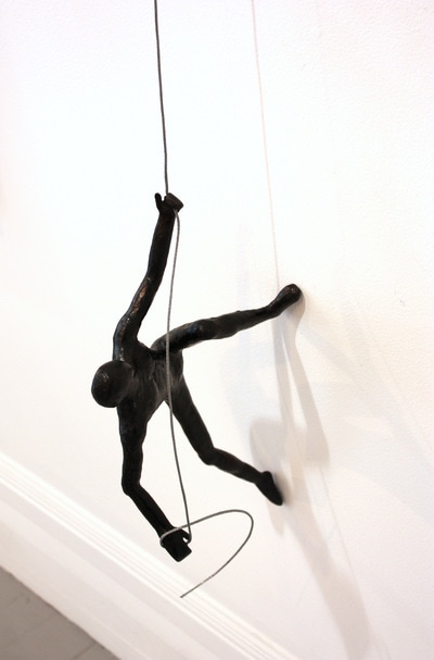 John Wolter,"Grappling Man", Blackened Steel with a Polished Wax Finish and Steel Wire