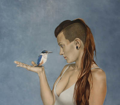 Peter Miller, "The Kingfisher and the Warrior, Oil on Canvas, 910 x 1060mm, 2016, SOLD