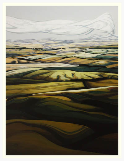 Maria Kemp, "Land Fabric", Oil on Board, Framed, 1330 x 1000mm, 2017