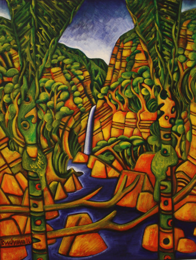 Dean Buchanan, "Pararaha Waterfall", Oil on Canvas