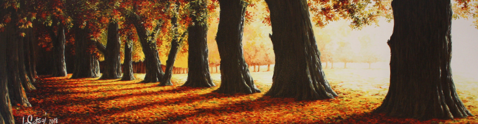 Dave Sotogi- "Autumn Light", Oil on Canvas, 470 x 1500mm, 2018
