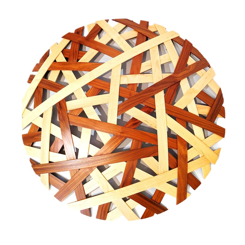 Jamie Adamson, "Maple and Walnut Weave", Timber Wall Sculpture, 900mm Diameter, 2021