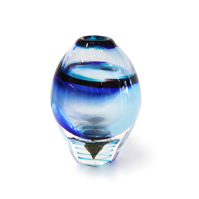 Jan Kocian, "Moon Rock Vase (Blue)", Hand Blown Glass, 180 H x 120 W, 2020