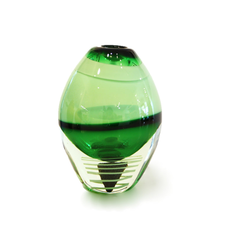 Jan Kocian- "Moon Rock Vase (Green)", Hand Blown Glass, 170 H x 120 W, 2020