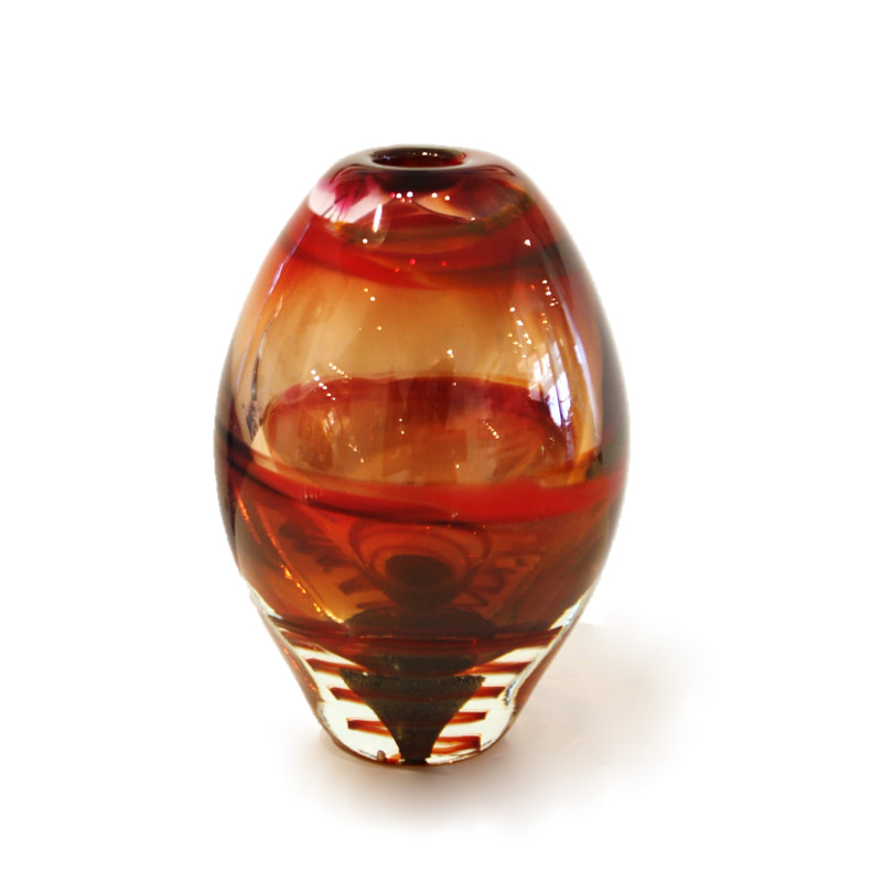 Jan Kocian- "Moon Rock Vase (Amber)", Hand Blown Glass, 200 H x 130 W, 2020, SOLD