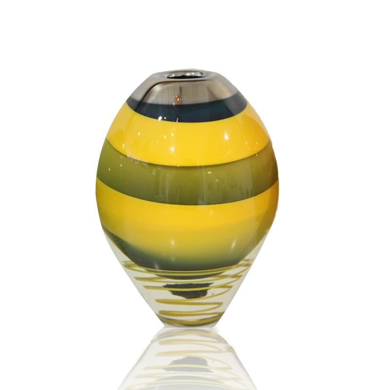 Jan Kocian, "Moon Rock Vase (Yellow Stripe)", Hand Blown Glass
​170 H x 120mm W,