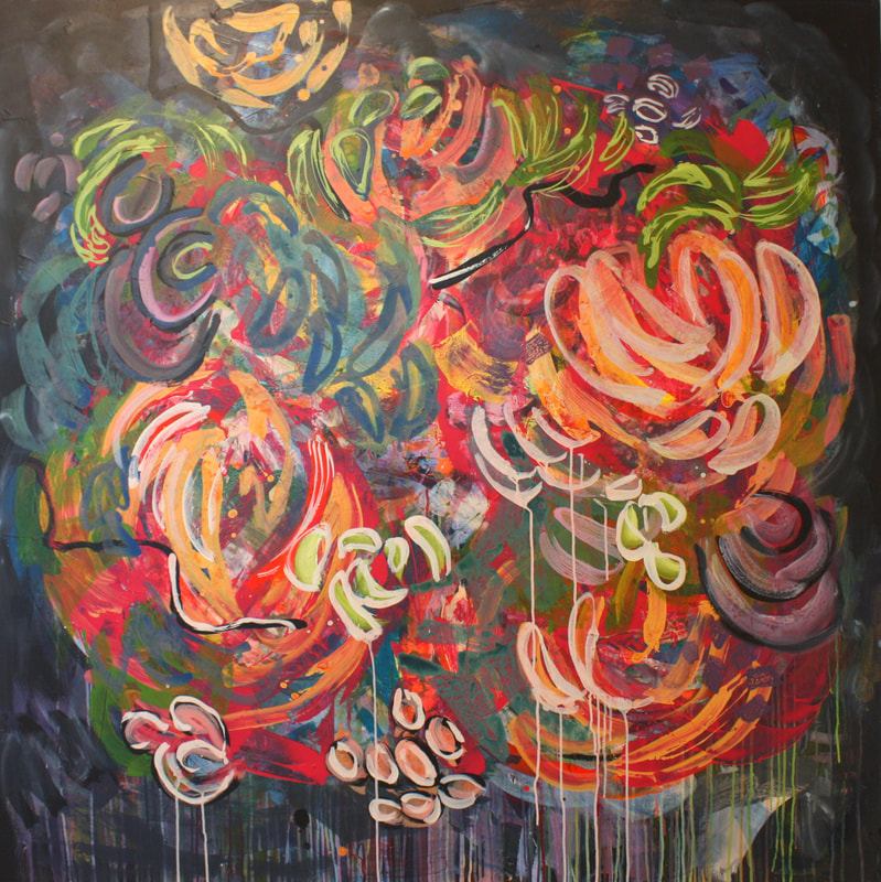 Jody Hope Gibbons- "All Things Bright and Beautiful", Mixed Media on Canvas, 1500 x 1500mm, 2022