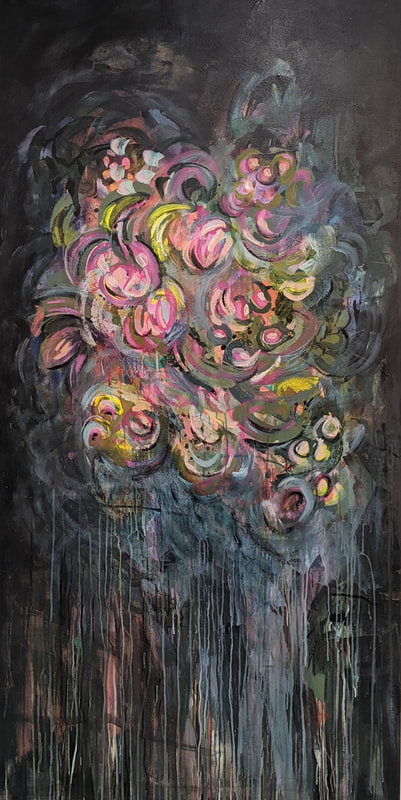 Jody Hope Gibbons- "Floral Notes", Mixed Media on Canvas, 2000 x 1000mm, 2022