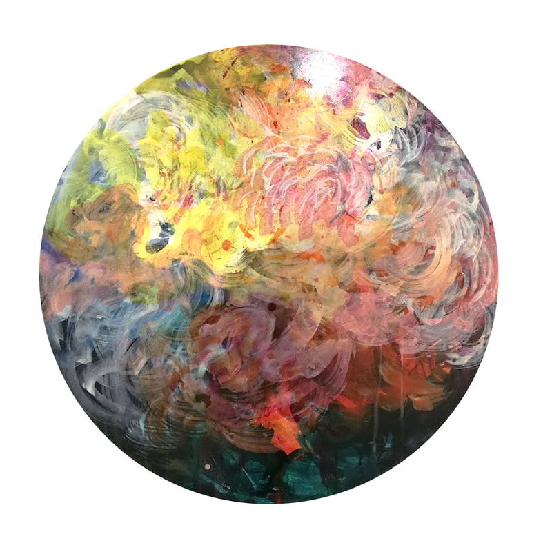 Jody Hope Gibbons, "Romance in the Air", Mixed Media on Board, 1200mm Diameter, 2023