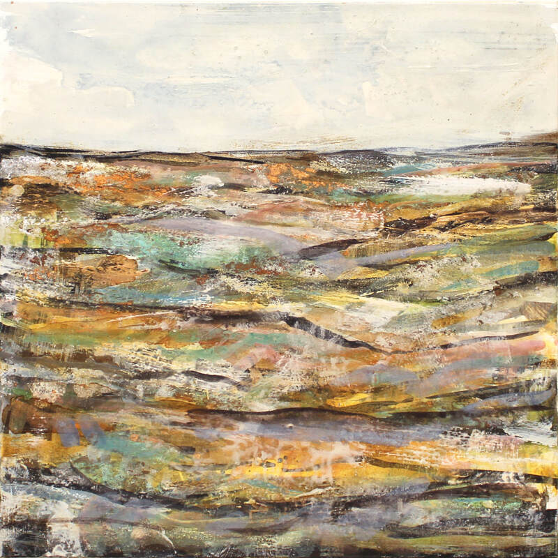 Jody Hope Gibbons, "Terraces", Mixed Media and Gold Leaf Canvas, 505 x 505mm, 2023