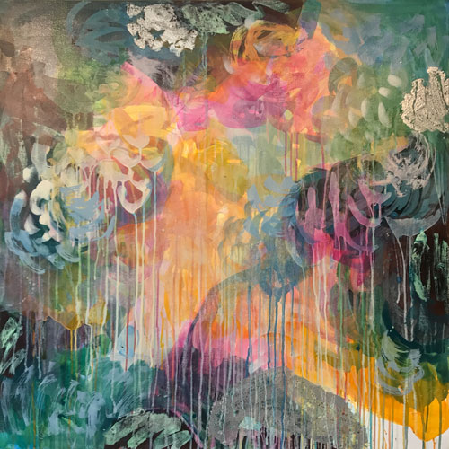 Jody Hope Gibbons- "Waterfall", Mixed Media on Canvas, 1000 x 1000mm, 2020, SOLD