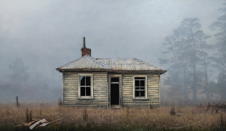 John Toomer - "Abandoned Farmhouse – Maniototo", Oil on Canvas, 750 x 1150mm, Framed, 2022
