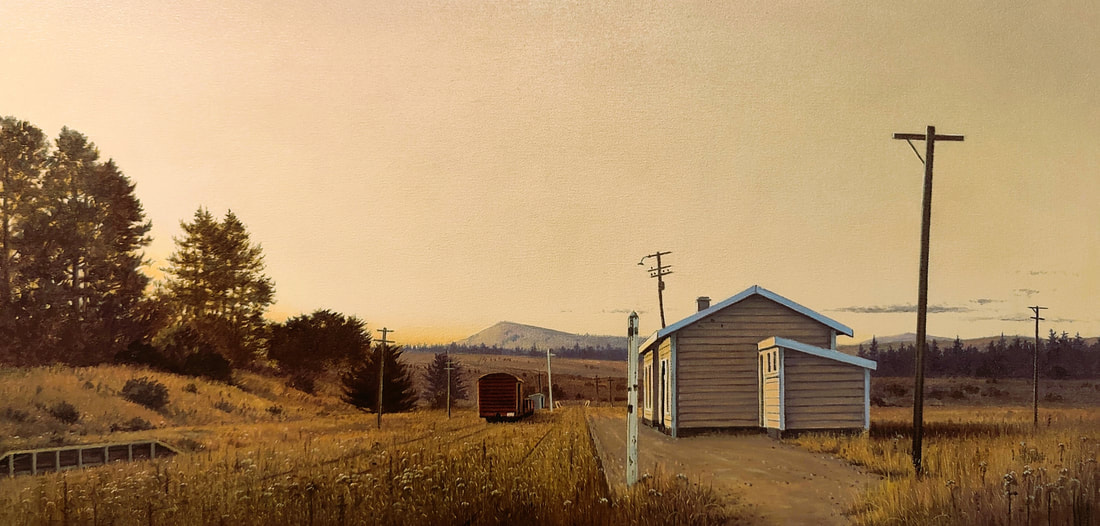 John Toomer- "Dusk at Hyde", Oil on Canvas, 365mm x 720mm, 2022