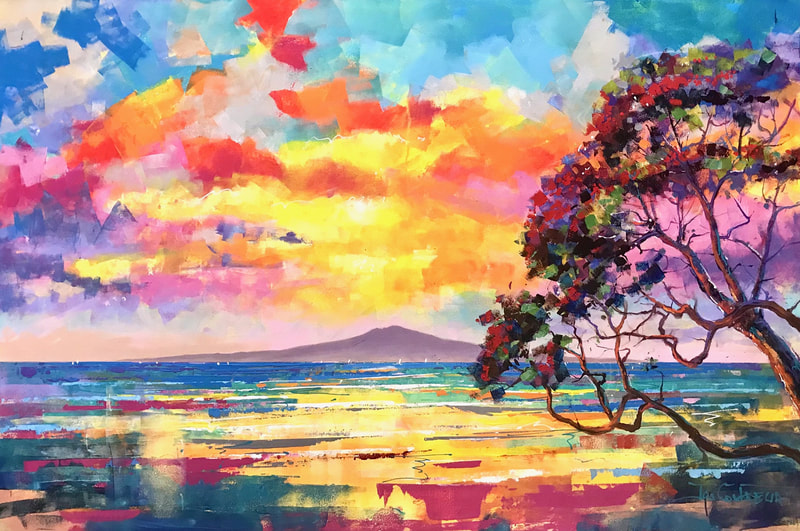 Jos Coufreur "Rangitoto", Acrylic on Canvas, 1000 x 1500mm, 2023