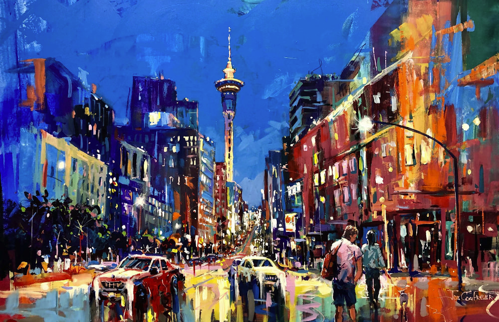 Jos Coufreur, "Sky Tower Auckland", Acrylic on Canvas, 1200 x 1900mm, 2023