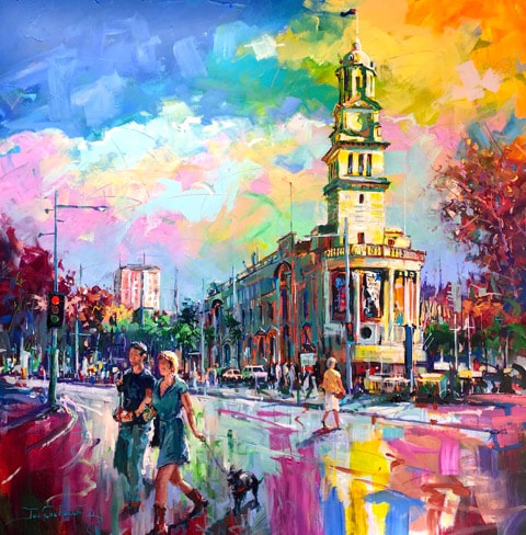 Jos Coufreur- "Auckland Town Hall", Acrylic on Canvas, 1800 x 1800mm, 2022, SOLD