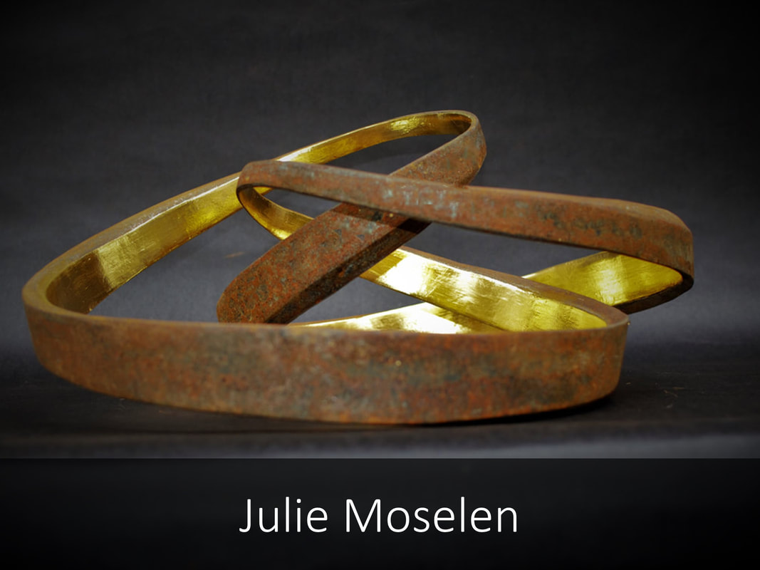 View and Purchase Julie Moselen Corten Steel and Gold Sculptures, Picture