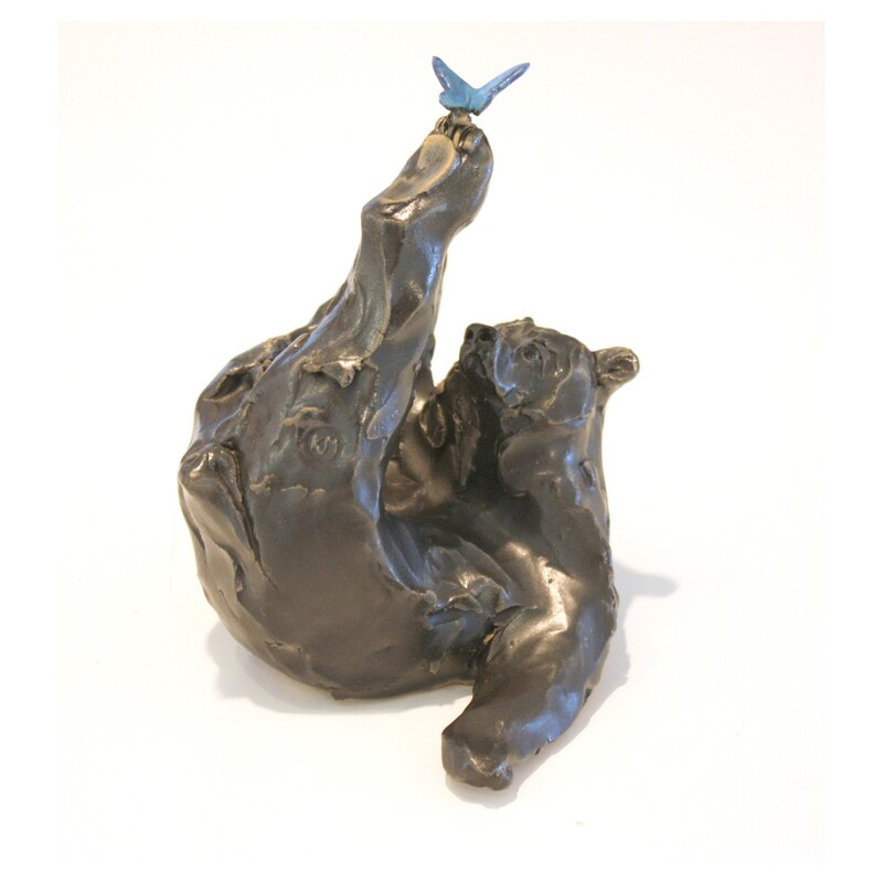 Kylie Matheson- "Bear and Butterfly (Lying Down)", Ceramic, 150mm tall, 2021